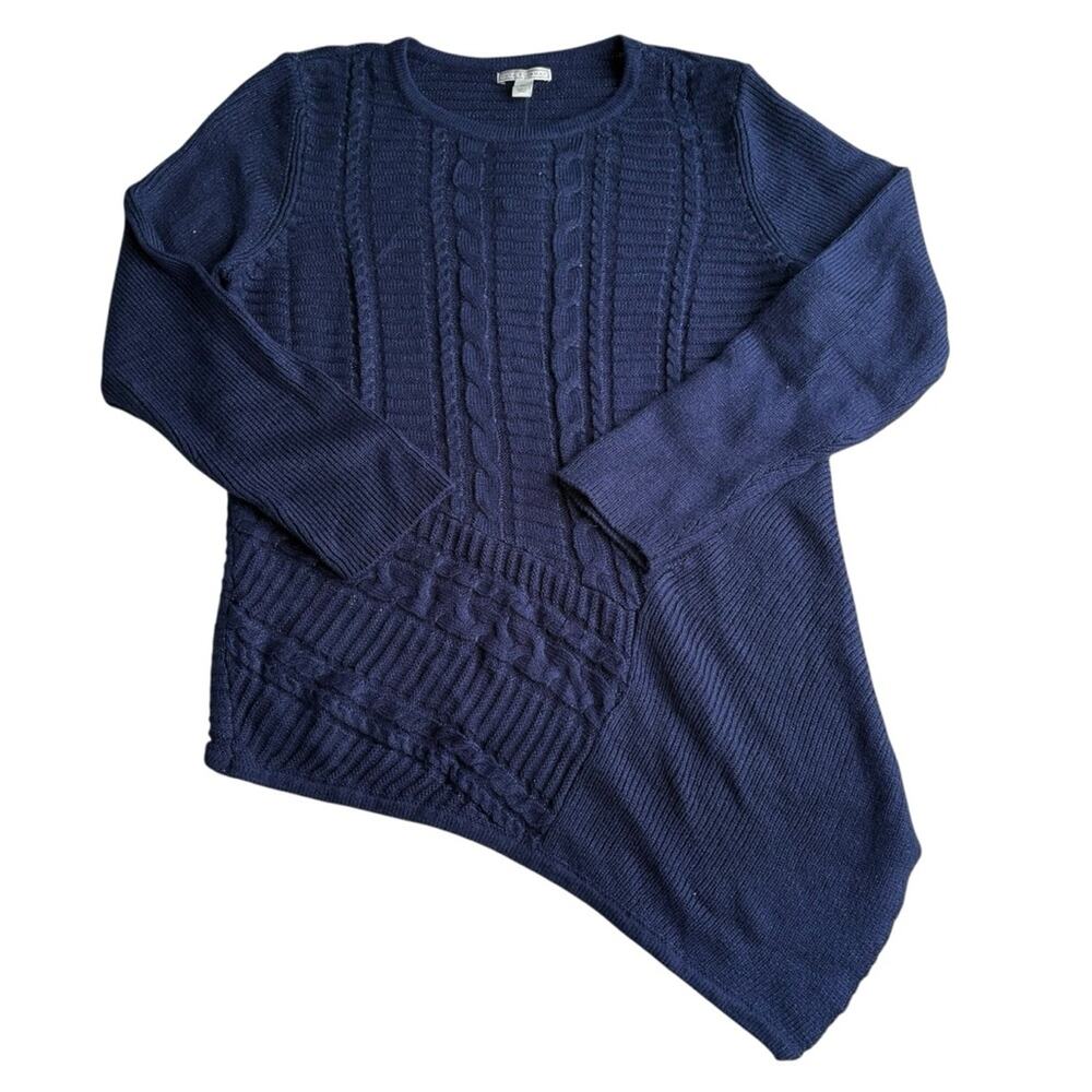 Dana Buchman Navy Crew Neck Sweater - Picture 2 of 7